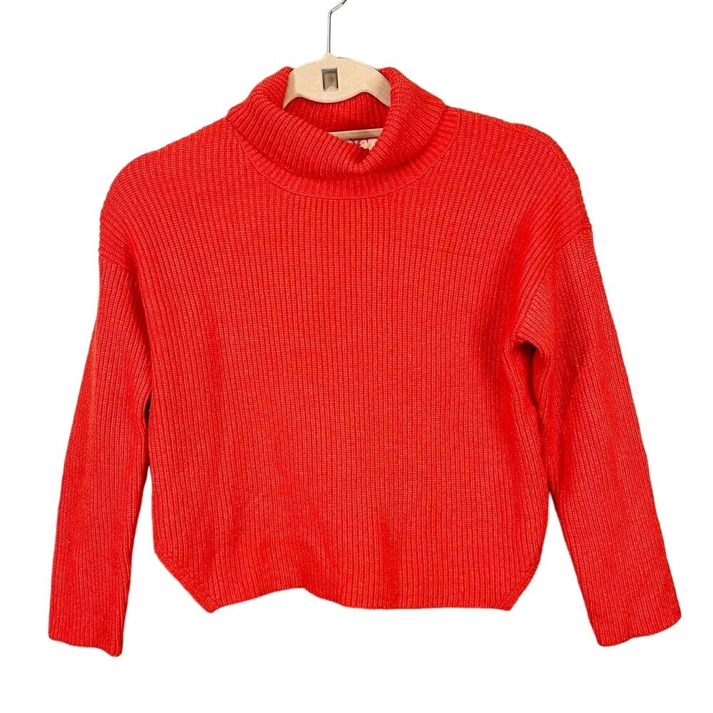 Chloe + Cyrus Turtle Neck Sweater Womens M Red Cozy Comfy Knit Winter Pullover